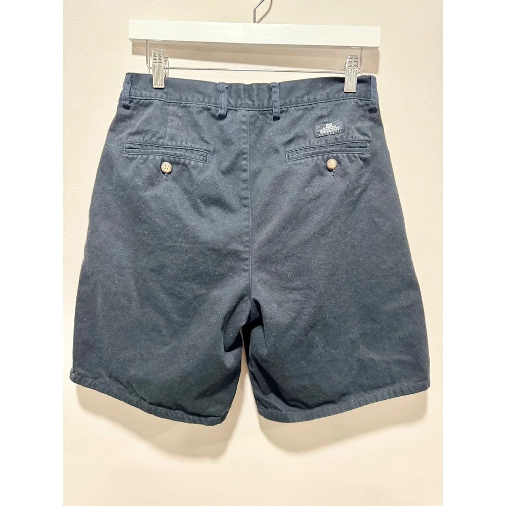 Givenchy Activewear Mens Black Cotton Pleated Chino Shorts Size 32/  29 Vintage